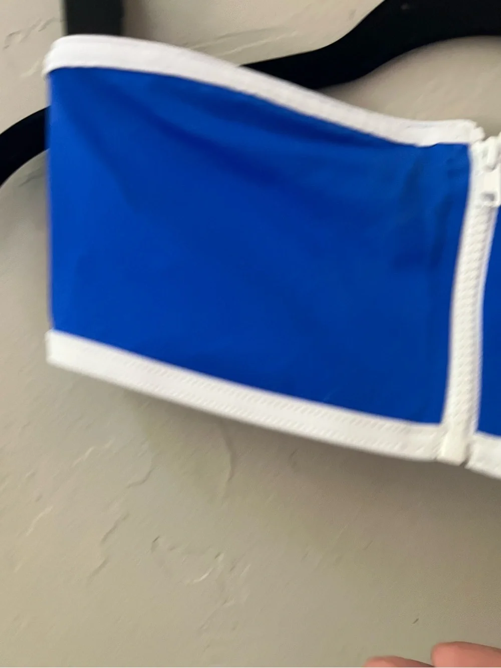 💙SKIMS SPORTY ZIP UP SWIM BANDEAU BIKINI TOP COBALT FLAWED S
